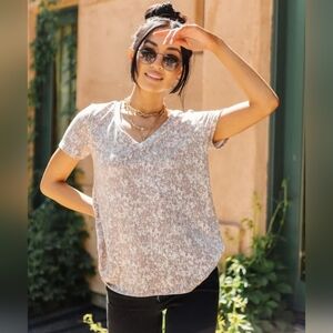 NEW Bohme Glenn Patterned V-Neck Tee in Rust